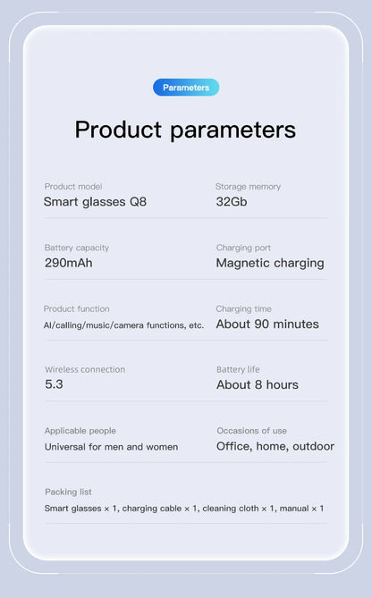 LIGE 4K 800W HD Camera Smart Glasses Recording Videos 290mAh AI Photo Recognition Chat Translation Bluetooth Photochromic Lenses Ai-TechWorld 