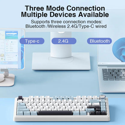 AULA F75 2.4G Wireless/Bluetooth/Wired Gaming Mechanical Keyboard RGB Customized 75% Layout OEM Profile Gasket Structure Ai-TechWorld   ai-techworld