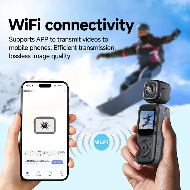 4K Dual lens Pocket Camera WIFI Vlog Camera Outdoor DV 180° Rotatable Anti-shake Bodycam Sports Action Portable Recorder Ai-TechWorld 