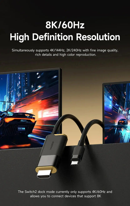 Hagibis Switch Dock for Nintendo Switch/OLED/Switch2 USB C to HDMI Cable Adapter 8K@60Hz HDR 100W PD for Laptop SteamDeck ROG Ai-TechWorld 