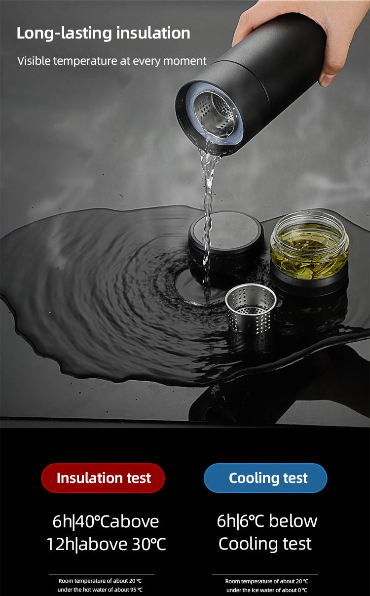 500ml Tea Infuser Vacuum Flask Stainless Steel Insulated Cup with Independent Tea Storage Handle Travel Mug Business Cup Gifts Ai-TechWorld 