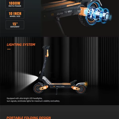 Ruitoo T2Max 1000W Nice design Electric Scooter Folding Two Wheel Scooter for Adults Ai-TechWorld 
