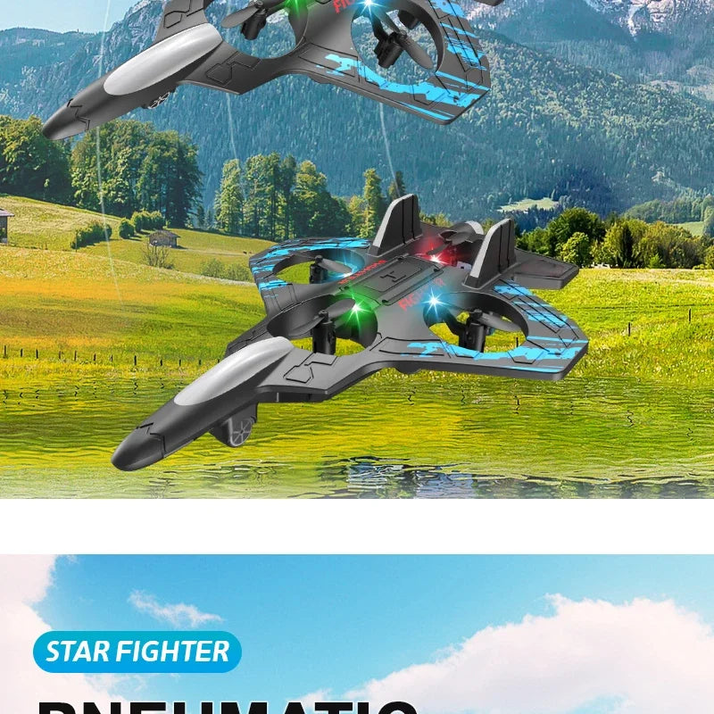 2.4G remote control fighter electric foam glider stunt tumbling UAV hovering helicopter with LED colorful lights aircraft model Ai-TechWorld 