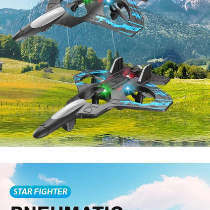 2.4G remote control fighter electric foam glider stunt tumbling UAV hovering helicopter with LED colorful lights aircraft model Ai-TechWorld 