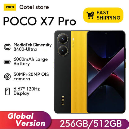 【Brand+】POCO X7 Pro Smartphone Dimensity 8400-Ultra 6000mAh 90W HyperCharge 6.67" AMOLED display NFC Xiaomi HyperOS 2 Ai-TechWorld 