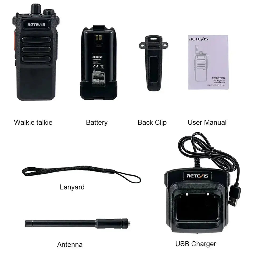 Retevis RT86 10W Walkie Talkie Professional Two Way Radio Long Range Walkie Talkie UHF Communication radio for Outdoor Business Ai-TechWorld 