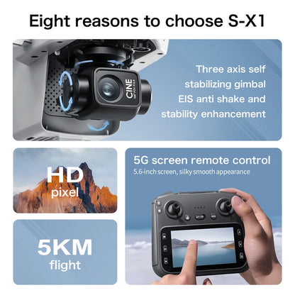 2025 New S-X1 Drone With 8K HD Camera 3-Axis Gimbal 5G GPS Anti-Shake Brushless Quadcopter For Aerial Photography And Video Gift Ai-TechWorld 