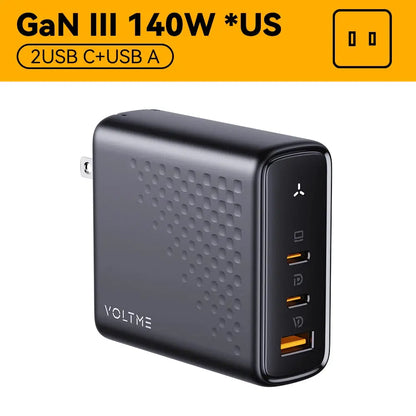 VOLTME GaN Charger 140W USB Type C PD3.1 Fast Charge For Macbook pro 16″ Quick Charge 5.0 Phone Charger For iPhone 15 Pro Max Ai-TechWorld 