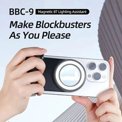 MagSafe Smartphone Handle Grip with Detachable Bluetooth Remote with Fill Light Anti-shake Selfie Handle for Iphone Android Ai-TechWorld 