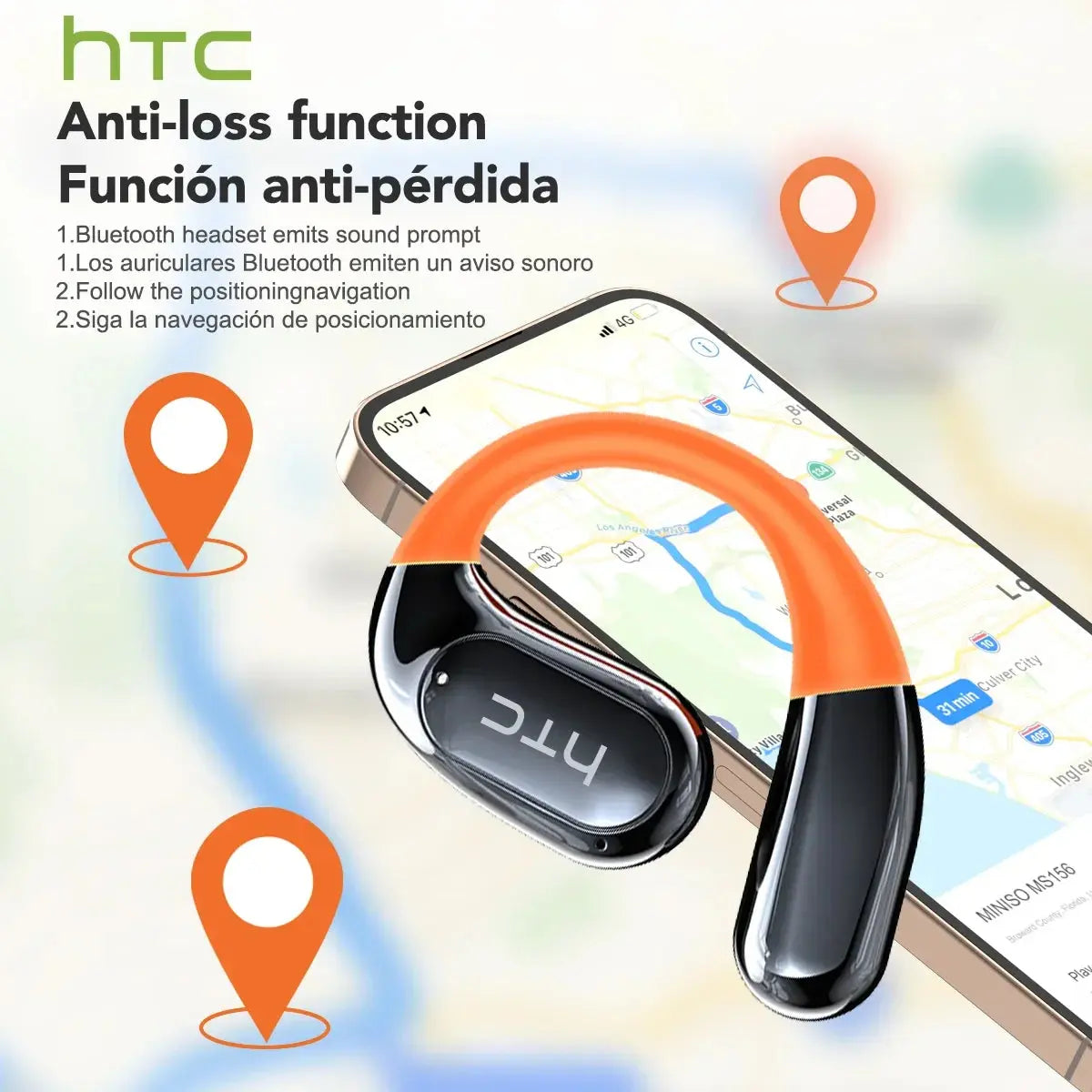HTC NE27 Wireless Headphones AI Translator Earbuds OWS Sports Bluetooth Earphones Glowing Earhook Customizable Wallpaper Screen Ai-TechWorld 