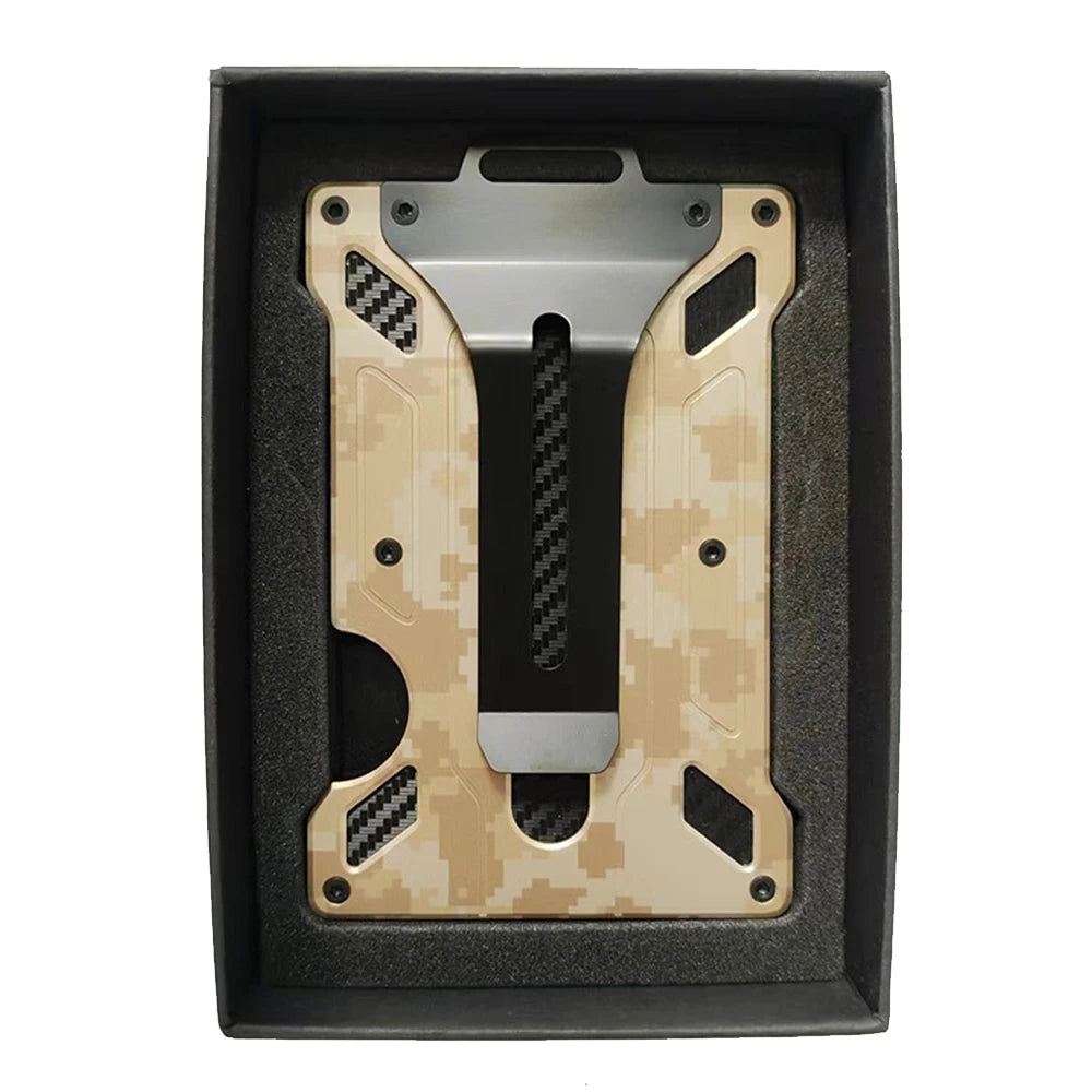 Wallet for Men Slim Aluminum Metal Money Clip with 1 Clear Window ID Badge Holder RFID Blocking Holds Up 15 Cards with Cash Clip Ai-TechWorld 