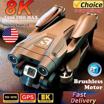 Z908 Pro Max GPS Drone Brushless 8K HD Dual Camera Optical Flow Obstacle Avoidance Foldable Quadcopter RC Distance 9000M Ai-TechWorld 