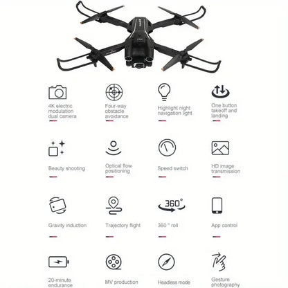 Foldable Camera Drone for Beginners & Adult - Four Direction Obstacle Avoidance, 360° Flips, One-Key Take Off/ Landing, 3D Flips Ai-TechWorld 
