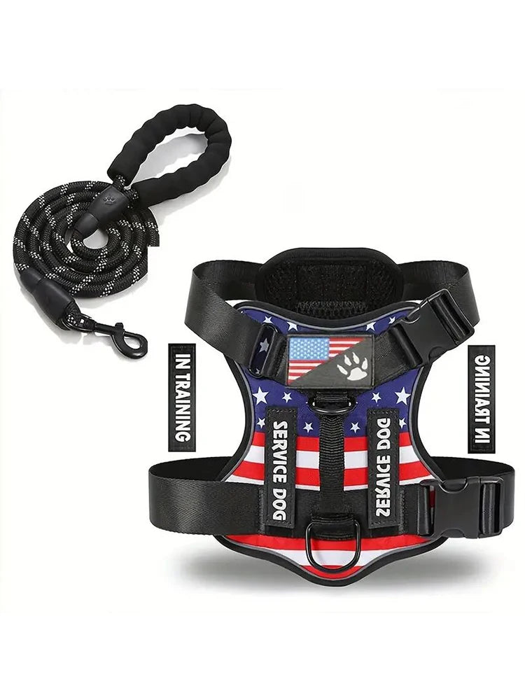 Dog Harness And Leash Set, Escape Proof No Pull Dog Vest Harness With Reflective Dog Walking Traction Rope Ai-TechWorld 