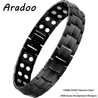 ARADOO Premium Copper Bracelet for Men with Strength 5000 Gauss Magnets Titanium Steel Wristband Jewelry Gifts Ai-TechWorld 