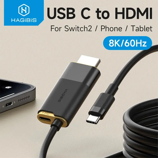Hagibis Switch Dock for Nintendo Switch/OLED/Switch2 USB C to HDMI Cable Adapter 8K@60Hz HDR 100W PD for Laptop SteamDeck ROG Ai-TechWorld 