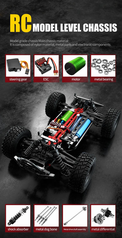 Teeggi 16101 /16102 PRO 1:16 High Speed RC Car With LED Light Drift 70KM/H 4WD RC Off-Road Car Monster Truck Toy For Kid Gifts Ai-TechWorld 