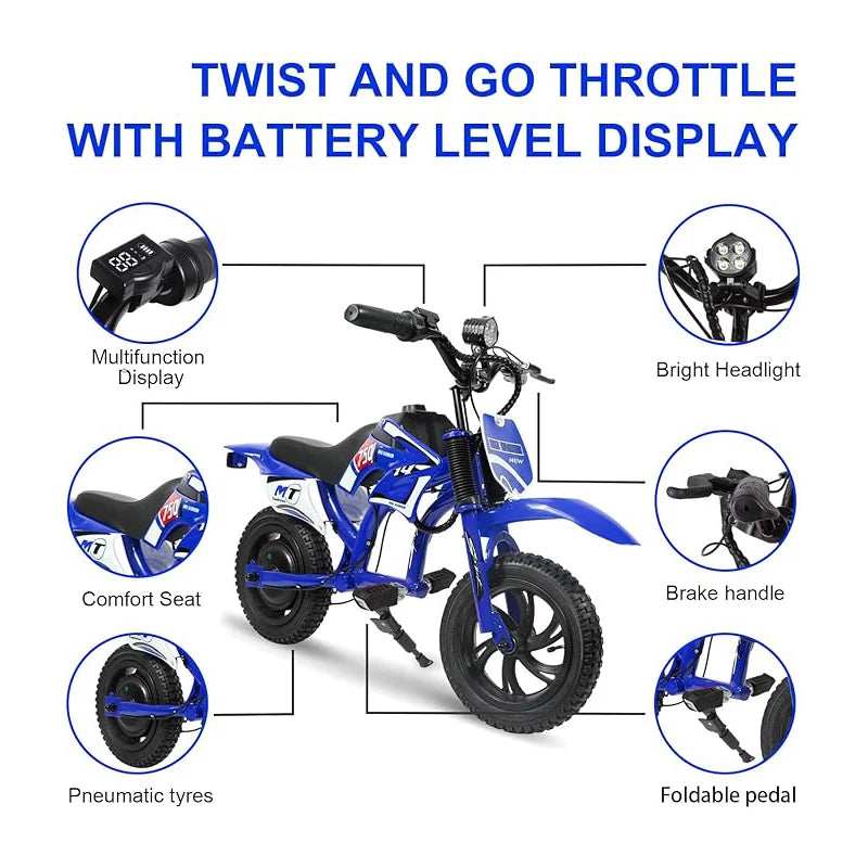 25V Electric Dirt Bike 200W Electric Motorcycle Up to 10MPH & 7 Miles Long Range 3-Speed Modes Motorcycle for Kids Ages 3-10 Ai-TechWorld 