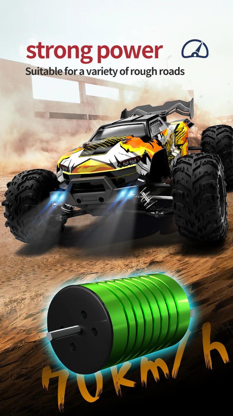 Teeggi 16101 /16102 PRO 1:16 High Speed RC Car With LED Light Drift 70KM/H 4WD RC Off-Road Car Monster Truck Toy For Kid Gifts Ai-TechWorld 