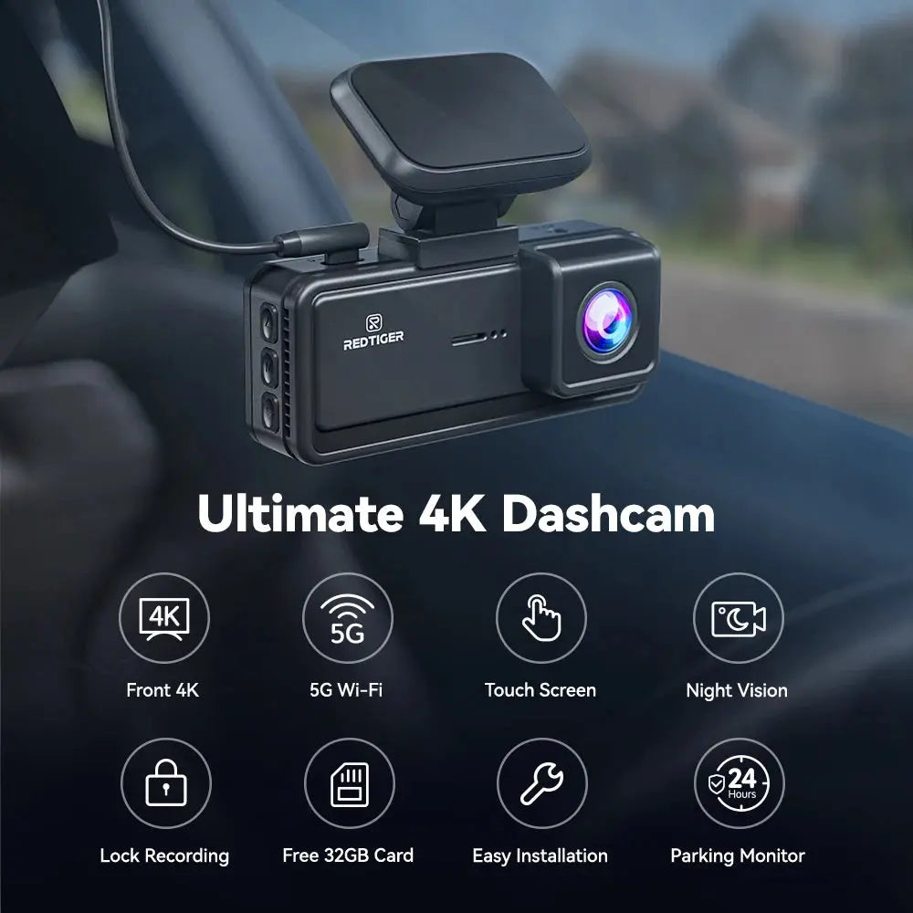 REDTIGER Dash Cam HD 4K Built-in GPS 70FOV Car DVR 5G WIFI APP Control Fatigue Driving Reminder Car Camera with Night Vision Ai-TechWorld 