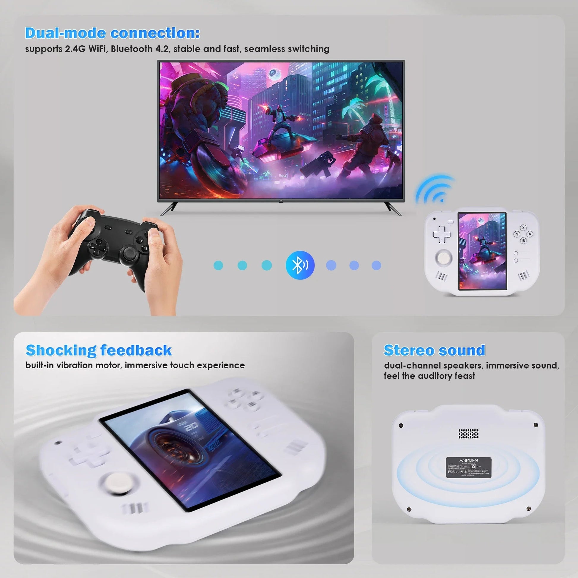 AMPOWN ZERO 40 Video Game Console 4'' IPS Multi-touch Screen Android System A133P Support Wifi Bluetooth Vibration Motor for NDS Ai-TechWorld   ai-techworld