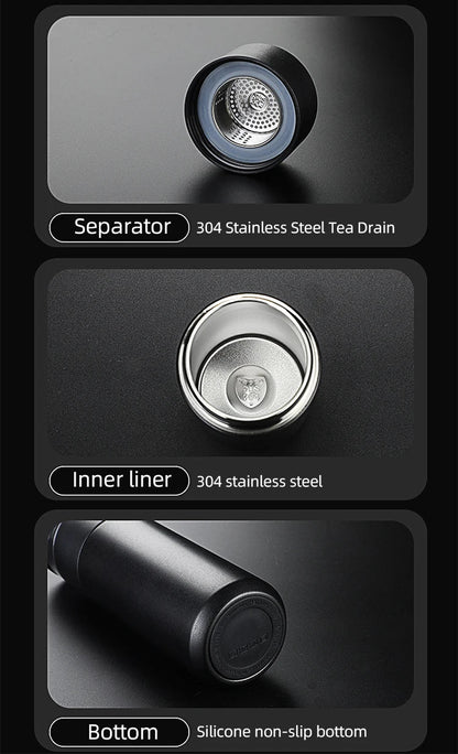 500ml Tea Infuser Vacuum Flask Stainless Steel Insulated Cup with Independent Tea Storage Handle Travel Mug Business Cup Gifts Ai-TechWorld 