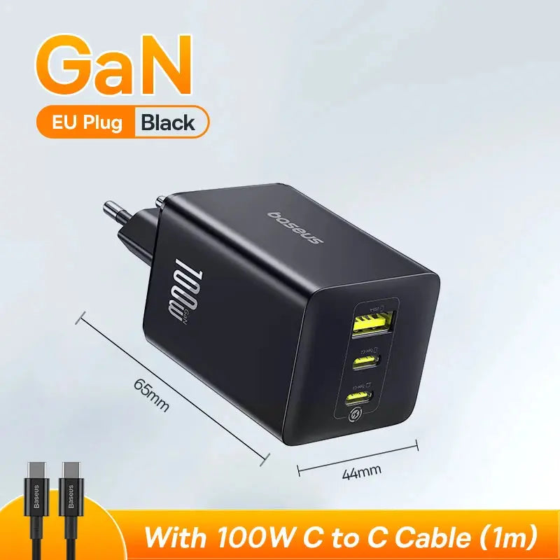 Baseus 100W Fast Charger GaN Charger For iPhone 17 16 Xiaomi Samsung Laptop Tablet USB C Charger QC PD Charger USB Phone Charger Ai-TechWorld 