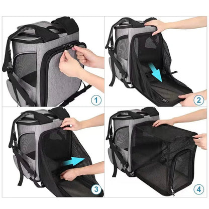 Breathable Pet Cat Carrier Backpack Foldable Pet Carrier Transport Travel Bag Expandable Large Capacity Creative for Cats Dogs Ai-TechWorld 