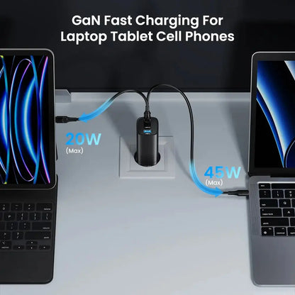ASOMETECH GaN USB Type C Charger 65W 45W PPS PD QC4.0 Quick Charger For Macbook Laptop IPAD Tablet iPhone 16 Samsung S23 Ultra Ai-TechWorld 