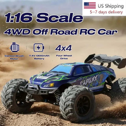 1:16 4WD 70+KM/H High Speed RC Car with Box All Terrain Application 2.4G Remote Control Car with LED Dirt Bike Toys for Children Ai-TechWorld 
