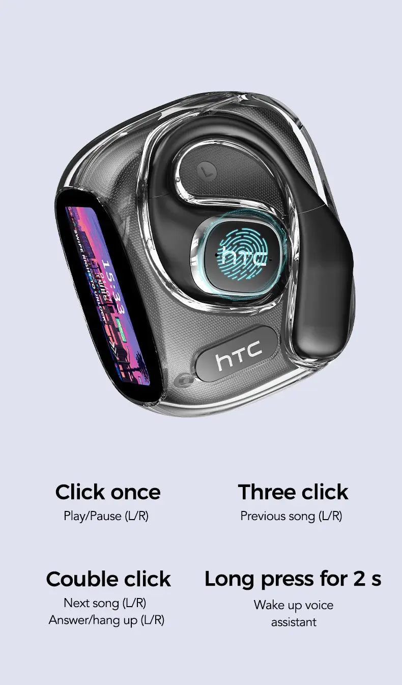 Translator HTC NE11 Bluetooth 6.0 OWS Wireless Headphones Translation Earphones Full-Color Touch Screen Ultra Long Battery Life Ai-TechWorld 