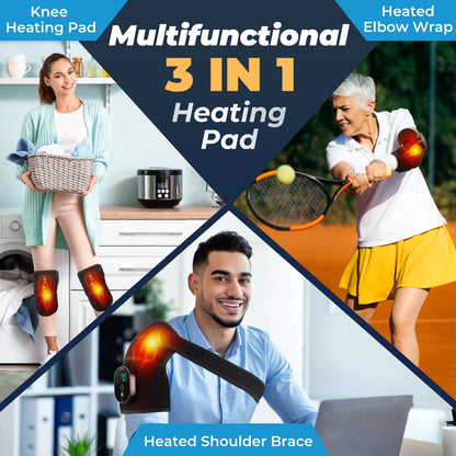 Thermal Knee Massager 3 in 1 Shoulder Knee Elbow Heating Massage Support Brace Rechargeable Vibration Pad Machine Muscle Relax Ai-TechWorld 