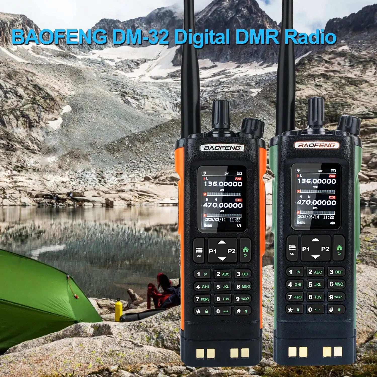 Baofeng DM-32 GPS APRS AES256 Encryption DMR Digital Analog UHF VHF Dual Band 8W Air Band FM Walkie Talkie DM-32UV Ai-TechWorld 