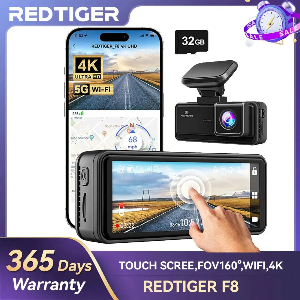 REDTIGER Dash Cam HD 4K Built-in GPS 70FOV Car DVR 5G WIFI APP Control Fatigue Driving Reminder Car Camera with Night Vision Ai-TechWorld 