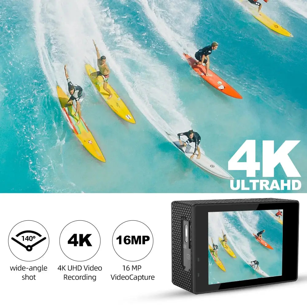 Action Camera Ultra HD 4K 16.0MP Wi-Fi 2.0" Screen 170D Webcam Ai-TechWorld 