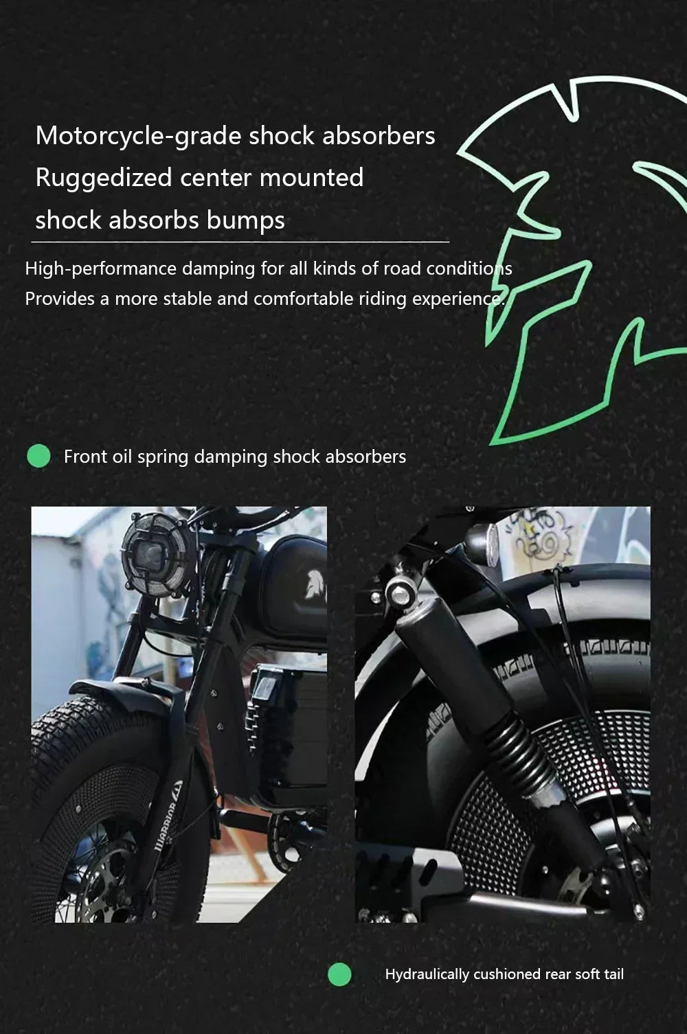Ebike ZPW Black Warrior 3000W 60V 45AH Camping Motorcycle, Adult Electric Bike 20 Inch Fat Tire Electric Bike Ai-TechWorld 