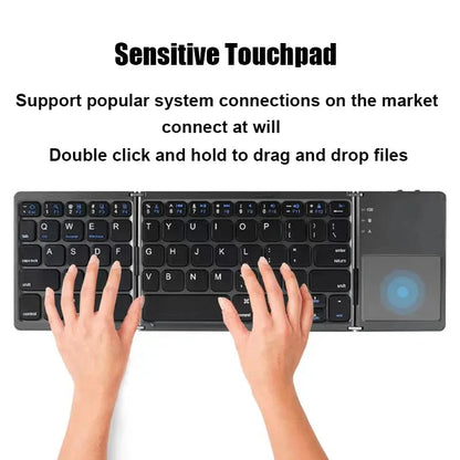 Tri-fold Bluetooth Keyboard with Touchpad Portable Mini Keyboard Rechargeable Keyboard Wireless Keyboard For Windows Android iOS Ai-TechWorld   ai-techworld