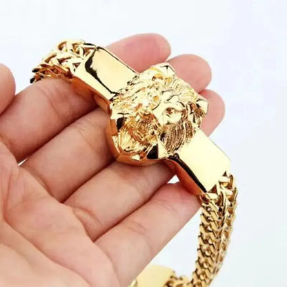 Lion head animal bracelet for men stainless steel braided chain wristband bracelet fashion hip hop jewelry Ai-TechWorld 