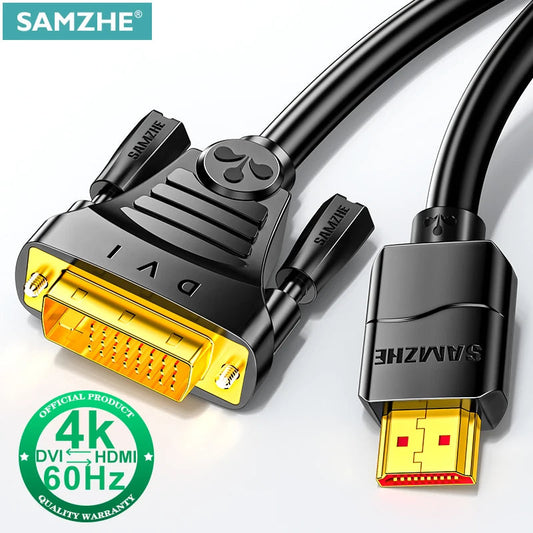 SAMZHE HDMI-Compatible To DVI Cable HD 1080P 4K Converter Adapter For Xbox PS4 TV Box Projector Monitor DVI To HDMI Cable Ai-TechWorld   ai-techworld