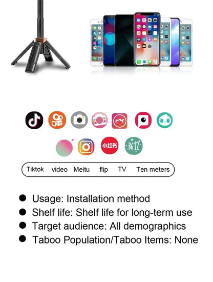 2025 new Selfie Stick Tripod with Wireless Bluetooth Remote, Portables Foldable Stand for iPhone Smartphone Vlog Shooting Record Ai-TechWorld 