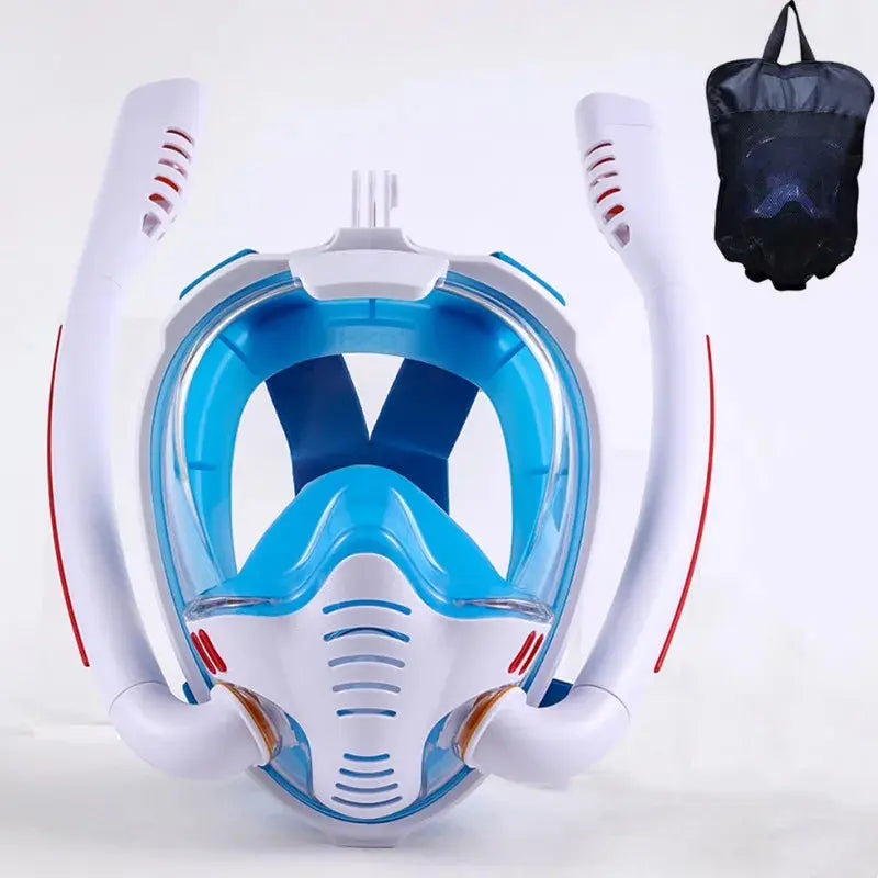 Snorkeling Mask Double Tube Silicone Full Dry Diving Mask Adult Swimming Mask Diving Goggles Self Contained Underwater Breathing Ai-TechWorld 