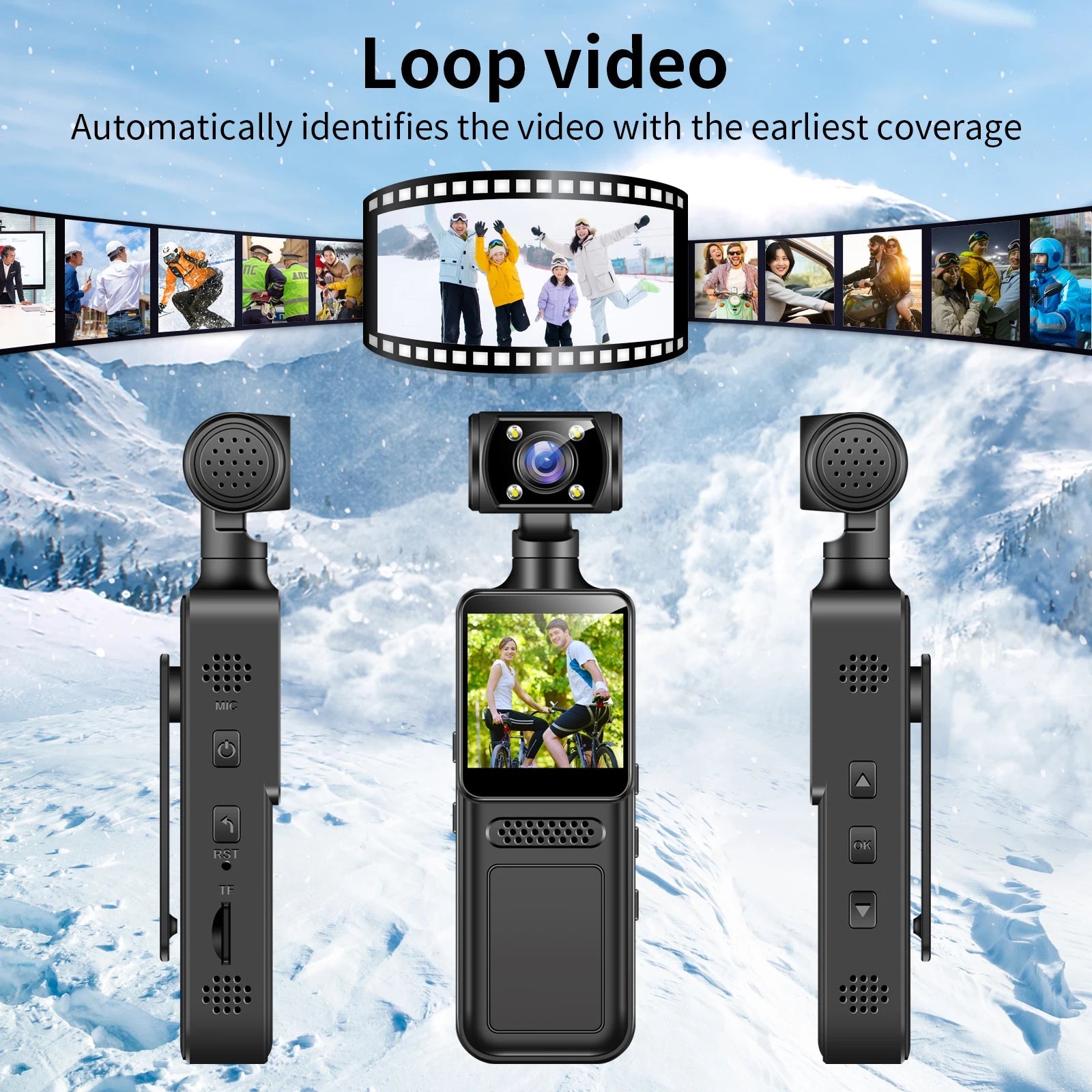 4K HD Handheld Pocket Camera 180 ° Rotating Mini Portable Camera Wearable Night Vision Outdoor Sports Camera 2025 New Ai-TechWorld 