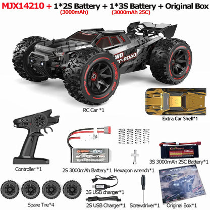 MJX 14209 14210 V3.0 1/14 RC Car 75km/h Brushless Hyper Go 2.4G Remote Control 4WD Off-road Racing RC Truck Electric Hobby Toy Ai-TechWorld 