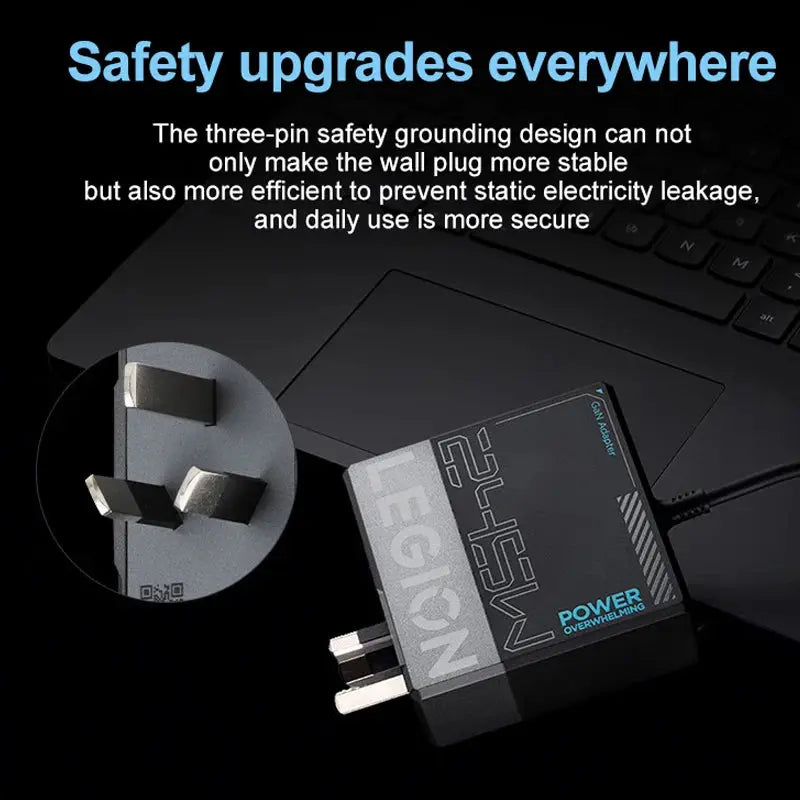 Worlds Fastest Lenovo Legion 245W Gan Power Adapter Universal Computer Charger Type-C Ai-TechWorld 