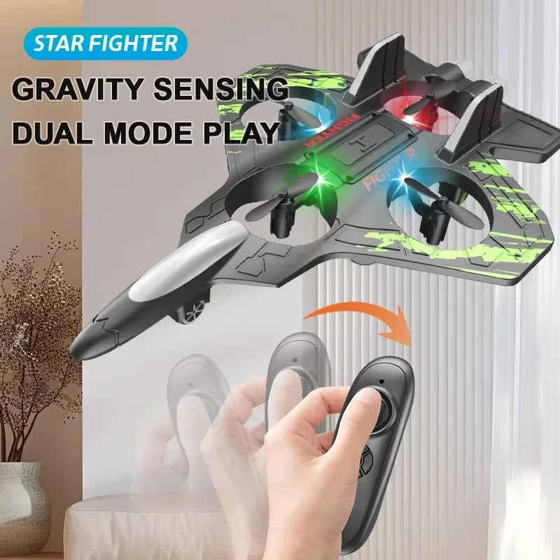 2.4G remote control fighter electric foam glider stunt tumbling UAV hovering helicopter with LED colorful lights aircraft model Ai-TechWorld 