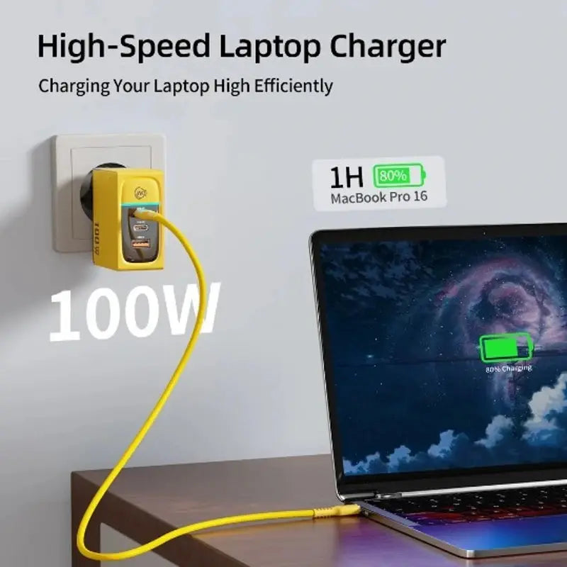 WEKOME GaN 100W Charger High Speed Fast Charging Type C Charger for Xiaomi 13 Samsung s23 ultra iPhone 15 pro max Macbook Pro Ai-TechWorld 
