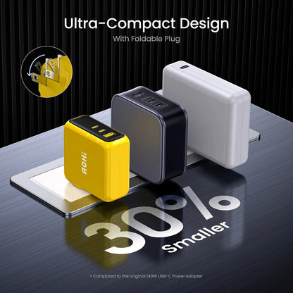 AOHI Magcube Pro 140W GaN Charger PD3.1 3-Port USB C Charger For Macbook Pro Laptop Fast Charger For iPhone 16 Xiaomi Tablet Ai-TechWorld 