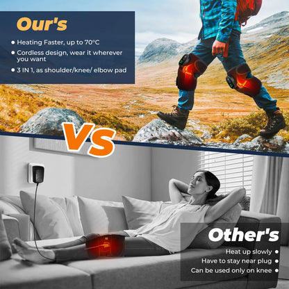 Thermal Knee Massager 3 in 1 Shoulder Knee Elbow Heating Massage Support Brace Rechargeable Vibration Pad Machine Muscle Relax Ai-TechWorld 