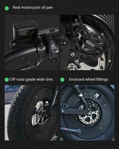 Ebike ZPW Black Warrior 3000W 60V 45AH Camping Motorcycle, Adult Electric Bike 20 Inch Fat Tire Electric Bike Ai-TechWorld 