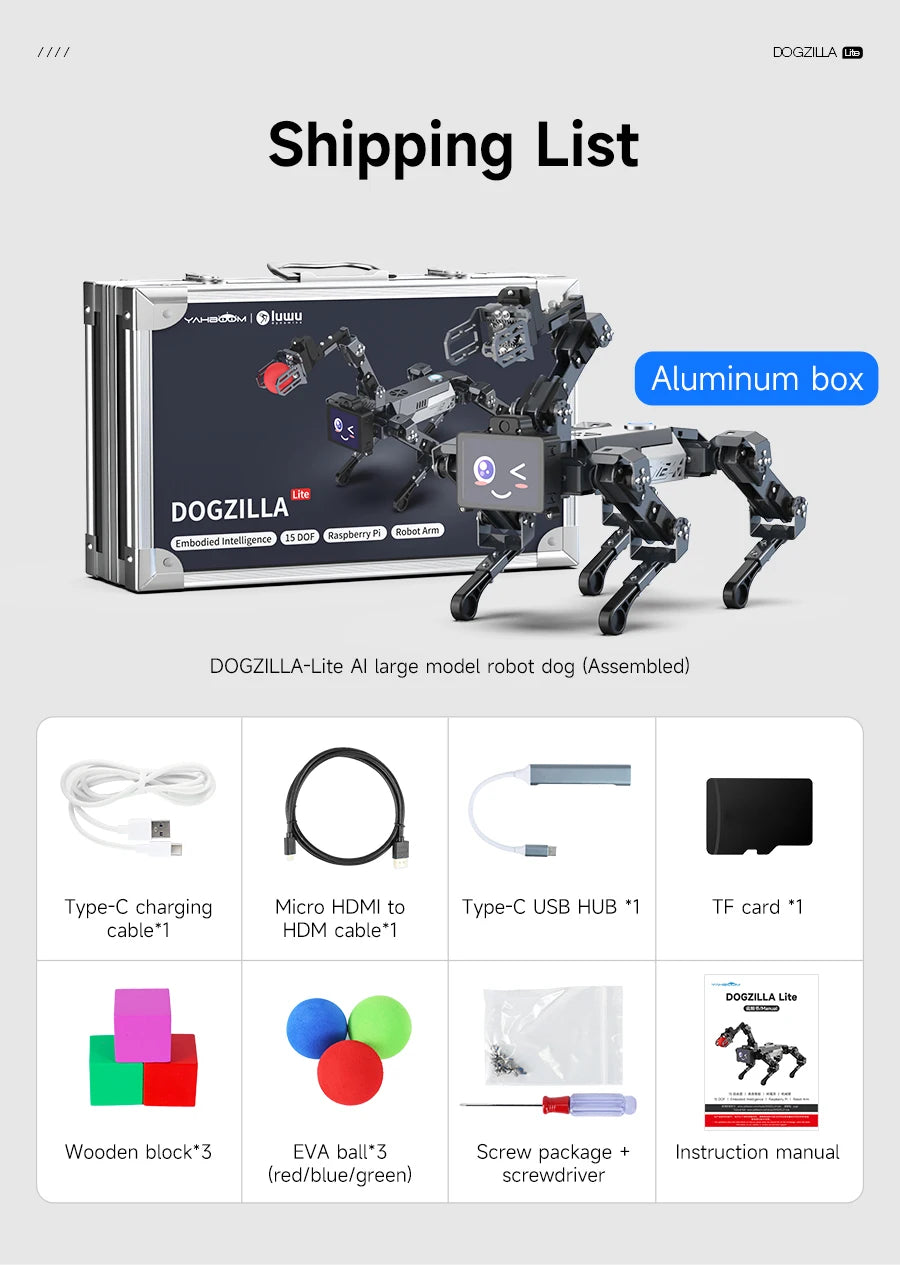 Yahboom Quadruped Robot Dog Bionic Intelligent Programming AI Large Model with Robotic Arm Powered by Raspberry Pi CM5 Module Ai-TechWorld 